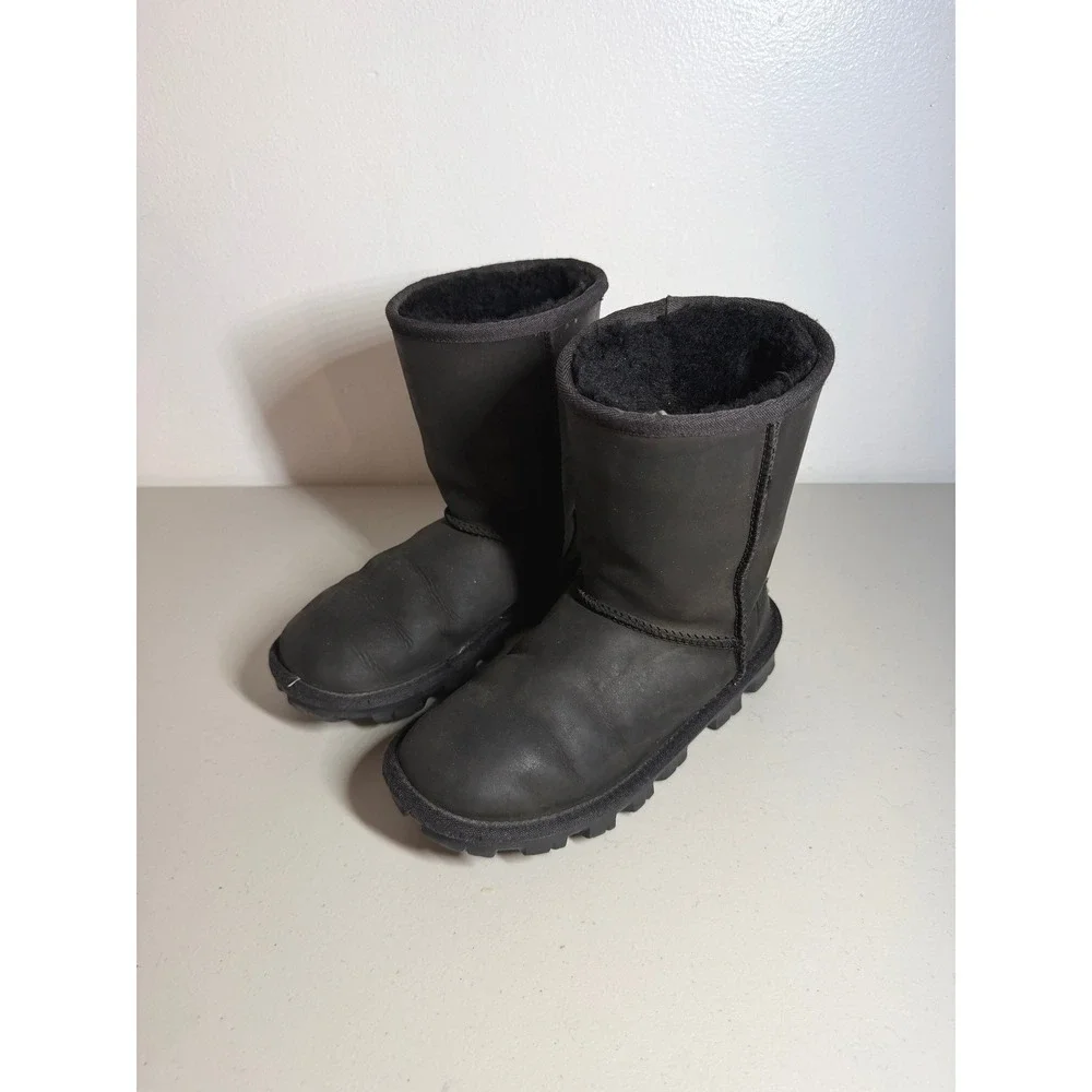 UGG Adirondack Boot II Black Leather Sheepskin Winter Snow Boots Womens 5